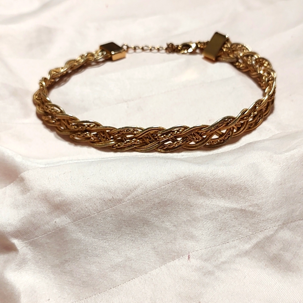 Gold braided choker necklace